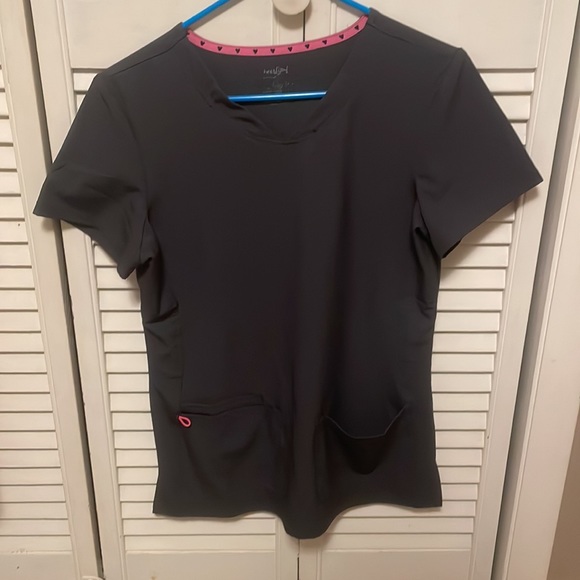 Heart and soul women’s scrub set. Small top. Medium bottoms. Gray color. - Picture 4 of 4